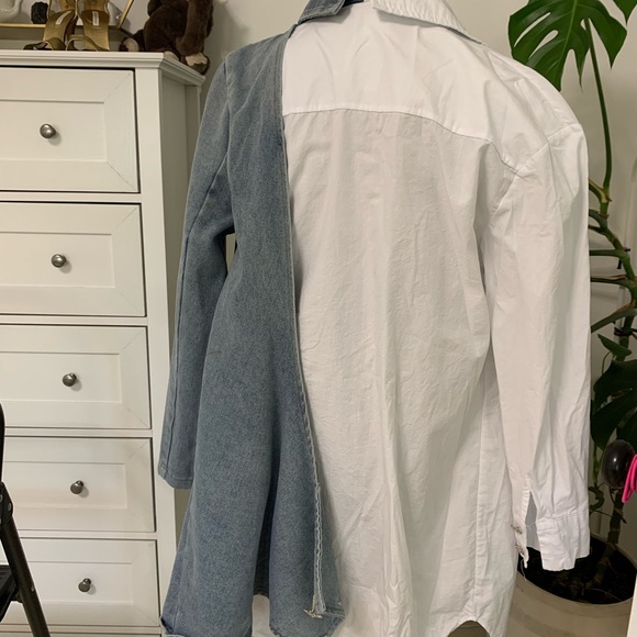 SHEIN Asymmetrical Denim and White Dress - Picture 7 of 8